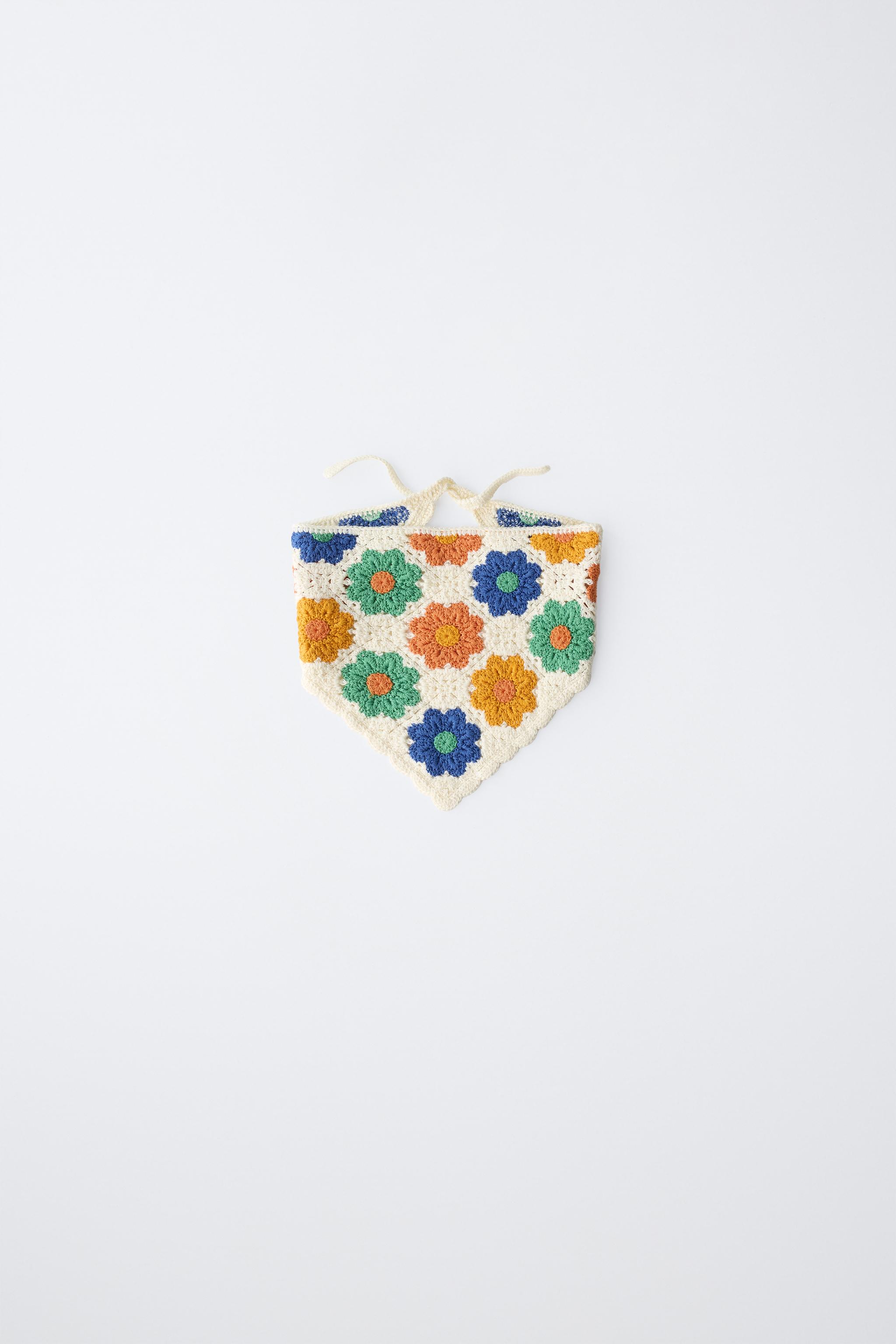 CROCHET KNIT FLORAL BANDANA